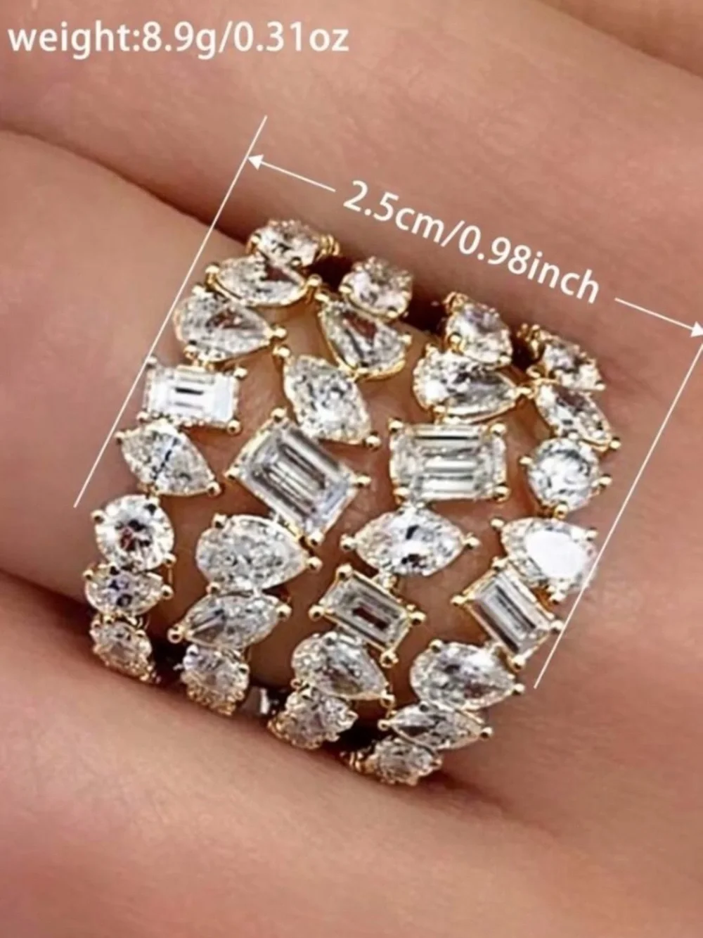 Opulent Emerald Cut Crystal Ring